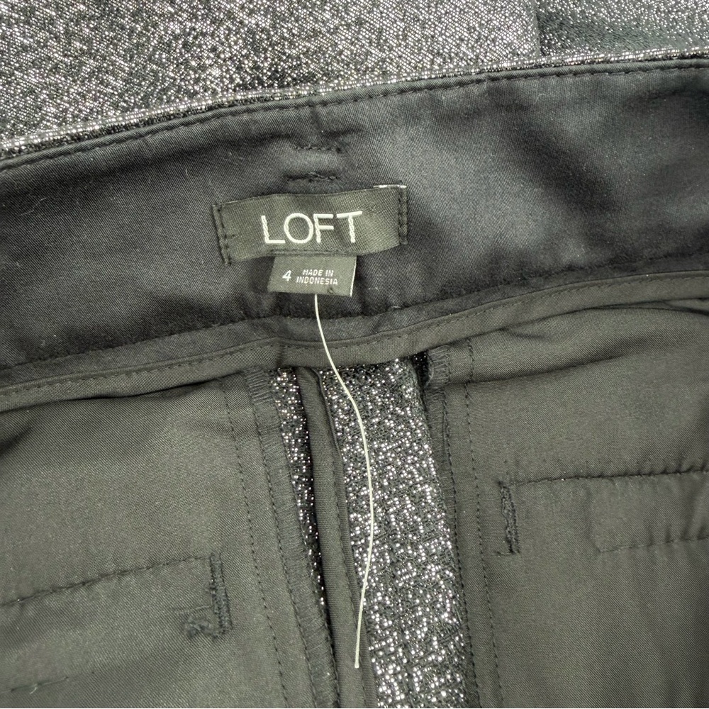 LOFT Riviera Shimmering Gray Silver Metallic Pants Womens Size 4 - Picture 7 of 10